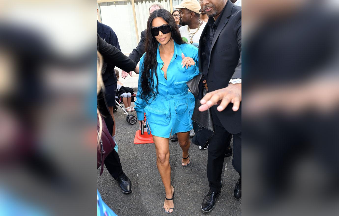 Kim Kardashian in blue dress