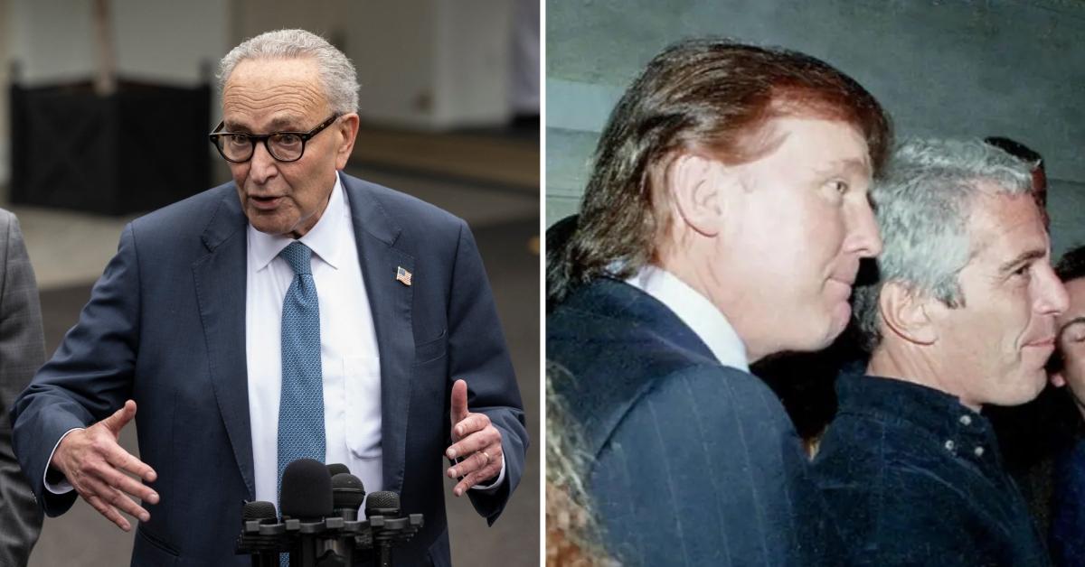 Composite photo of Chuck Schumer, Donald Trump and Jeffrey Epstein