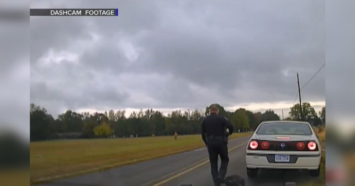 hitchhiker flee vehicle like forrest gump police dashcampp