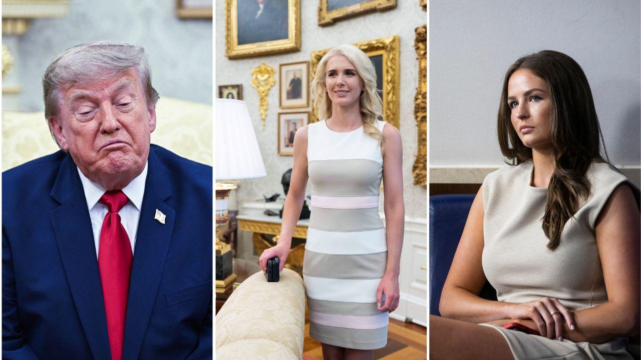 Split image of Donald Trump, Natalie Harp, and Margo Martin.