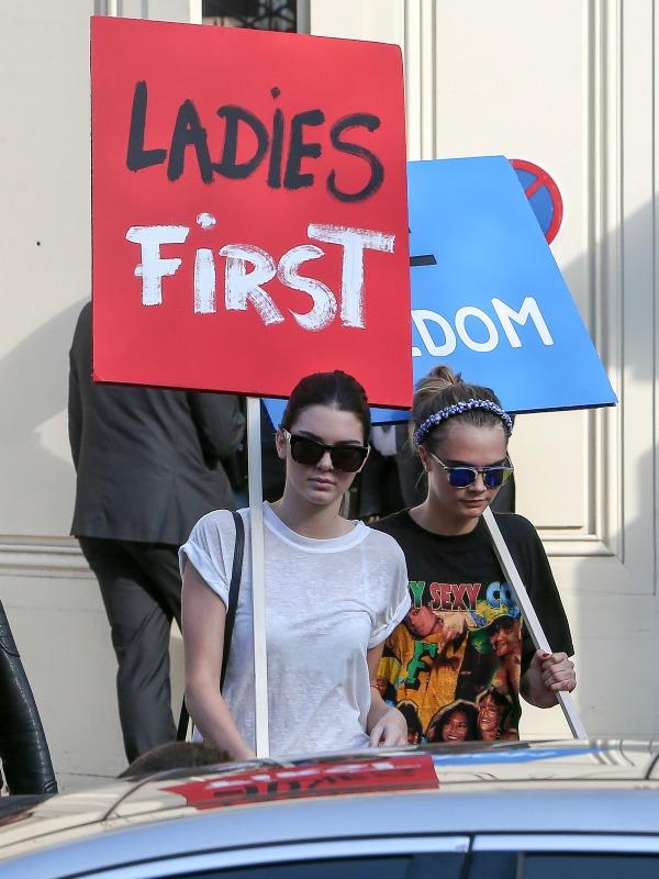 Stylish Statement! Kendall Jenner & Cara Delevingne Walk In Feminist  Protest For Chanel Show At Paris Fashion Week
