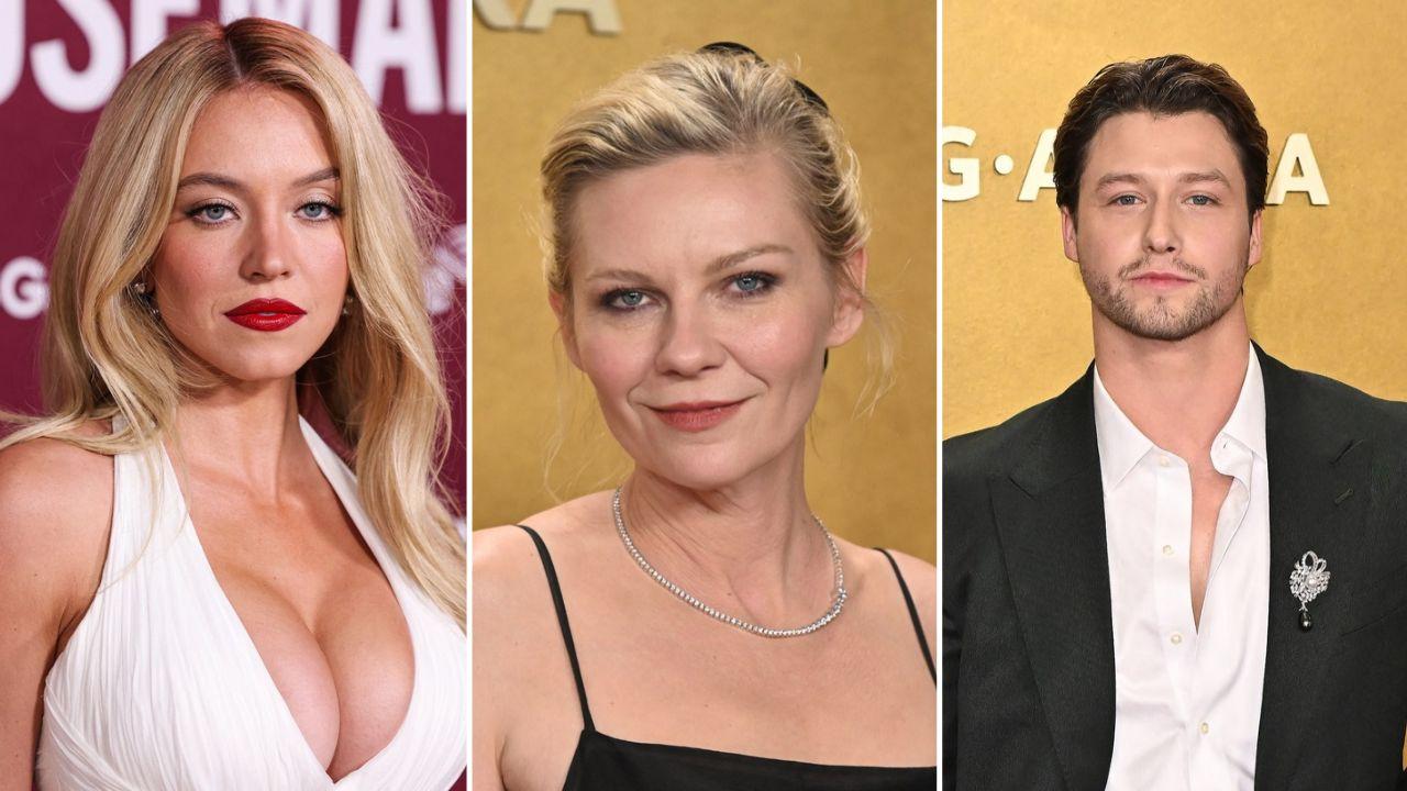 Split image of Sydney Sweeney, Kirsten Dunst, and Stephen Kalyn.