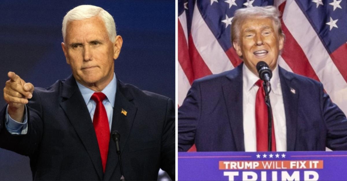 Split photo of Mike Pence and Donald Trump