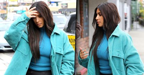 Kim kardashian bright blue sweater rain comfy ok2