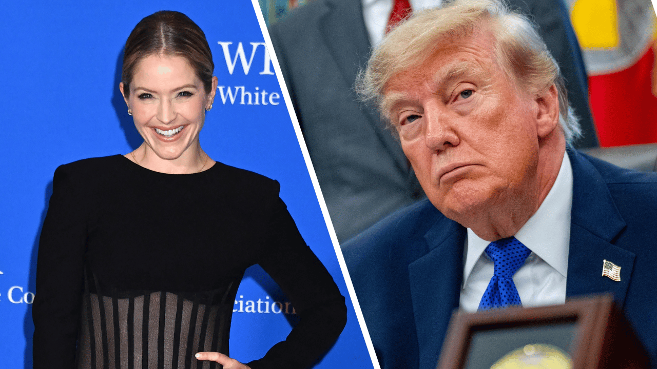 Composite photo of Sara Haines and Donald Trump.