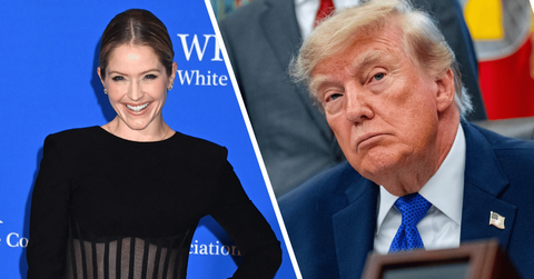 Composite photo of Sara Haines and Donald Trump.