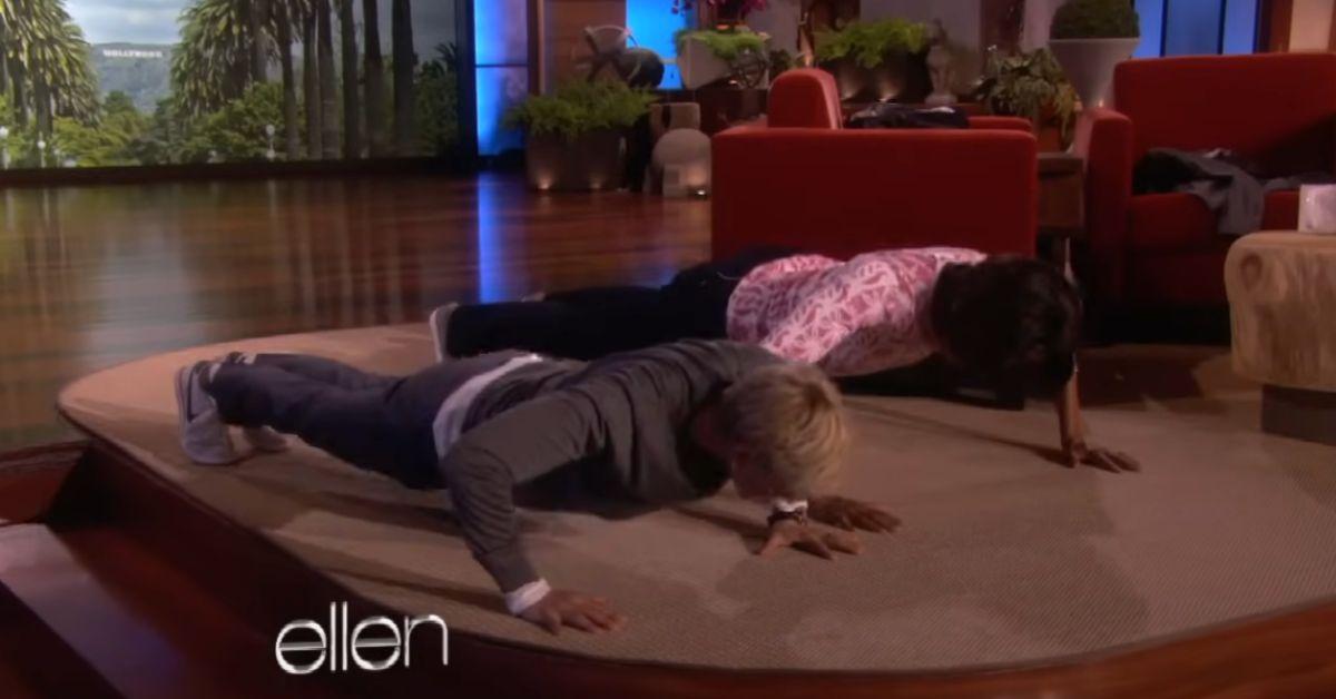 ellen degeneres pushups with michelle obama