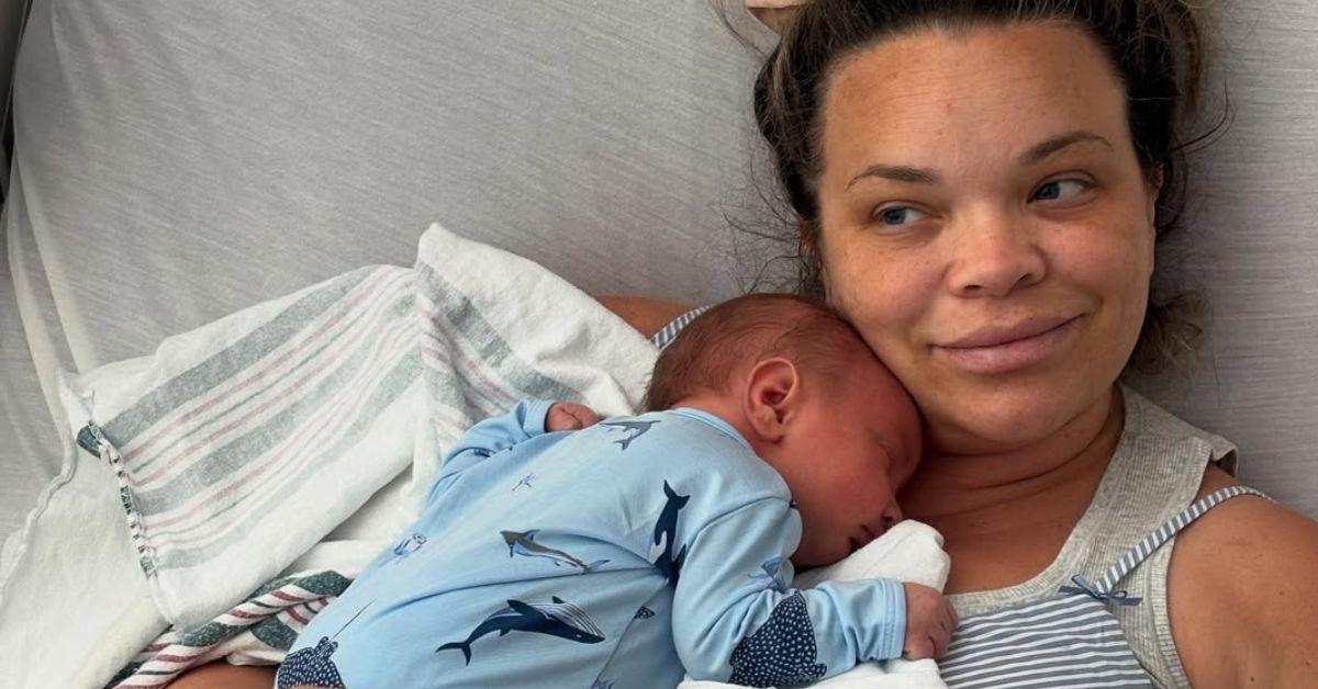 image of Trisha Paytas gave birth to her third child, Aquaman Moses Paytas-Hacmon, on July 12.