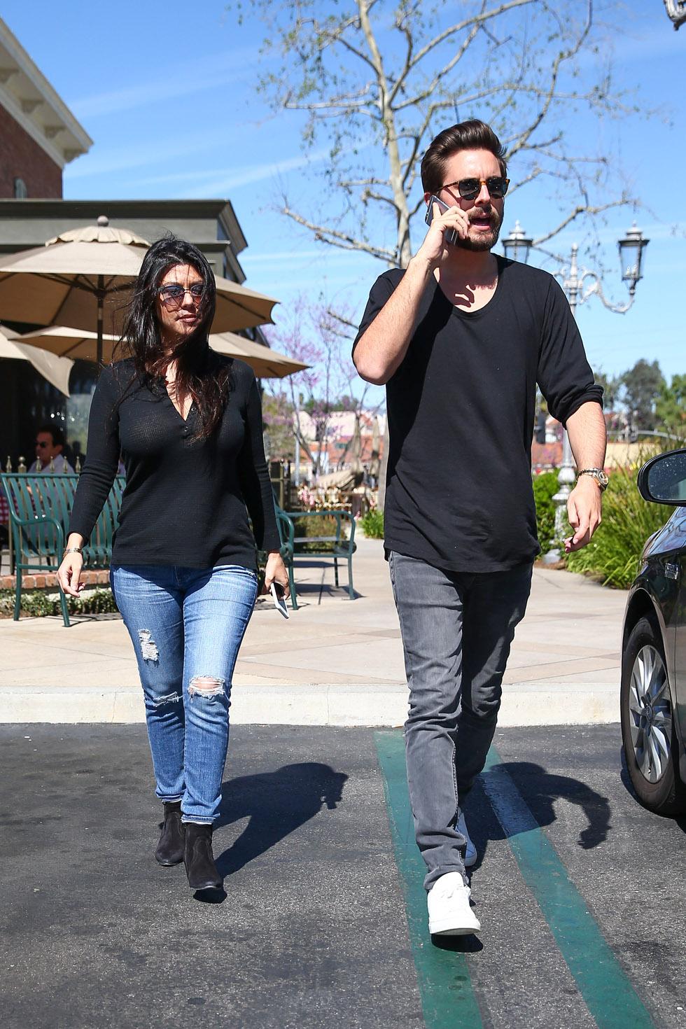 *EXCLUSIVE* Kourtney Kardashian and Scott Disick seem a bit distant at lunch