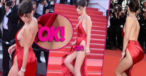 Bella hadid cannes wardrobe malfuntion red carpet HERO 02