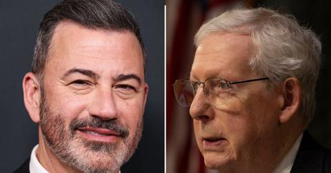 Split photo of Jimmy Kimmel & Mitch McConnell