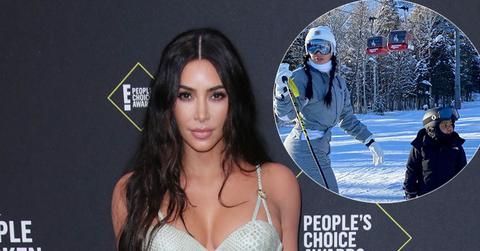 Kim Kardashian On Red Carpet Inset Skiing With Saint