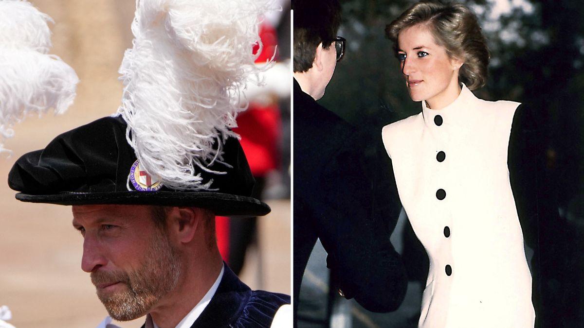 Split photo of Prince William and Princess Diana