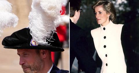 Split photo of Prince William and Princess Diana