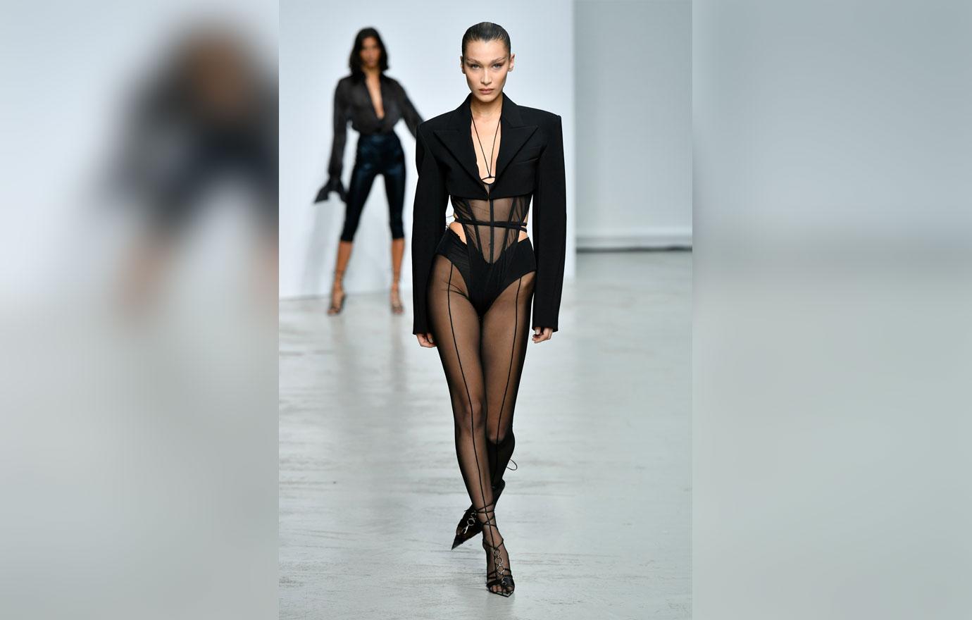 Bella Hadid Wears Racy Look For Mugler Show During PFW