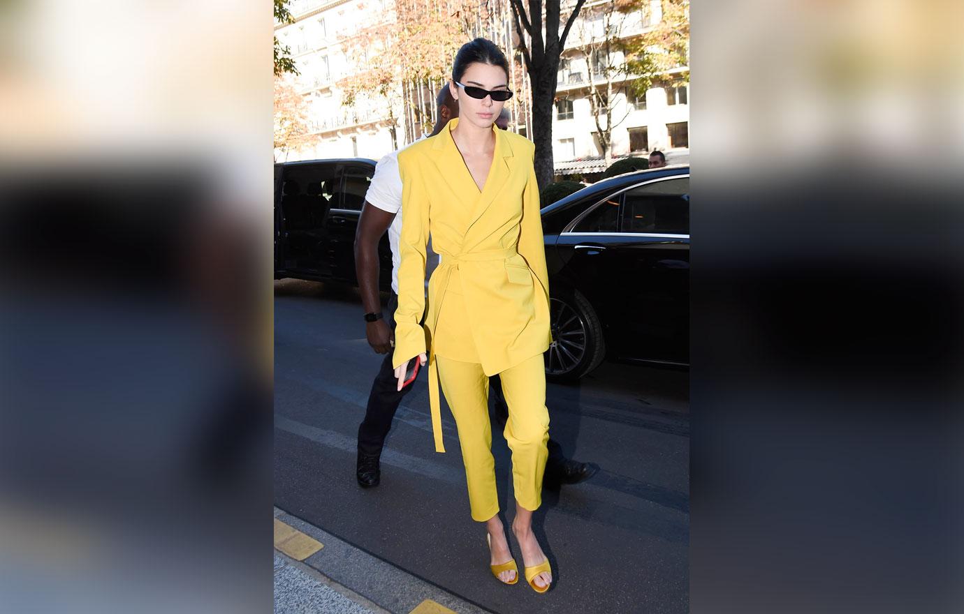 Kendall Jenner out in all Yellow at Paris Fashion Week