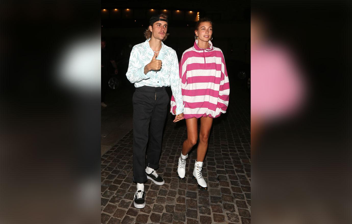 Justin Bieber and Hailey Baldwin walk hand in hand to Mastro&#8217;s Steakhouse for dinner