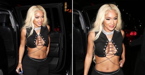saweetie shows off her toned stomach ok
