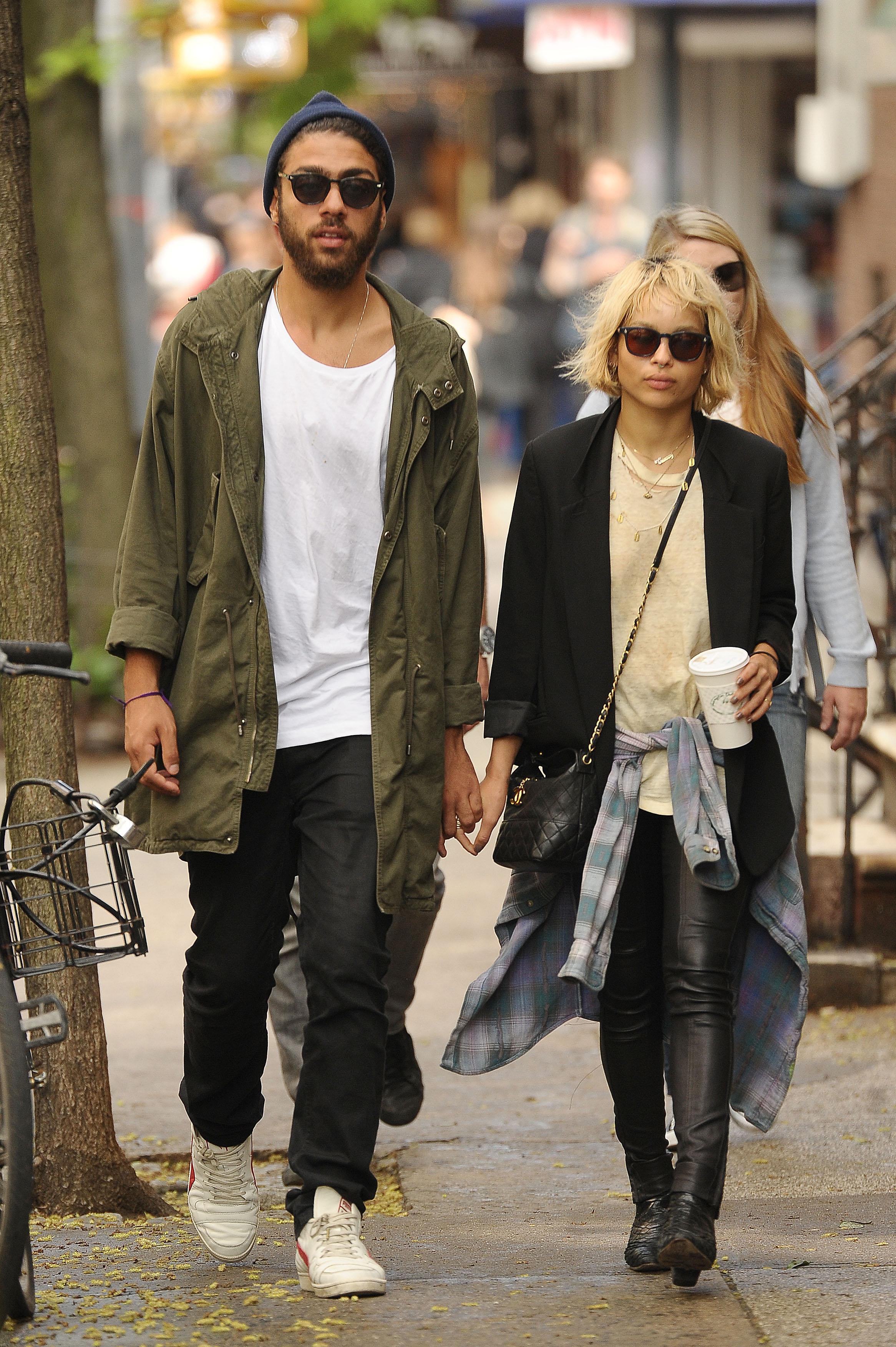 Zoe Kravitz holds hands with boyfriend Noah Gabriel as they stroll through the East Village, NYC