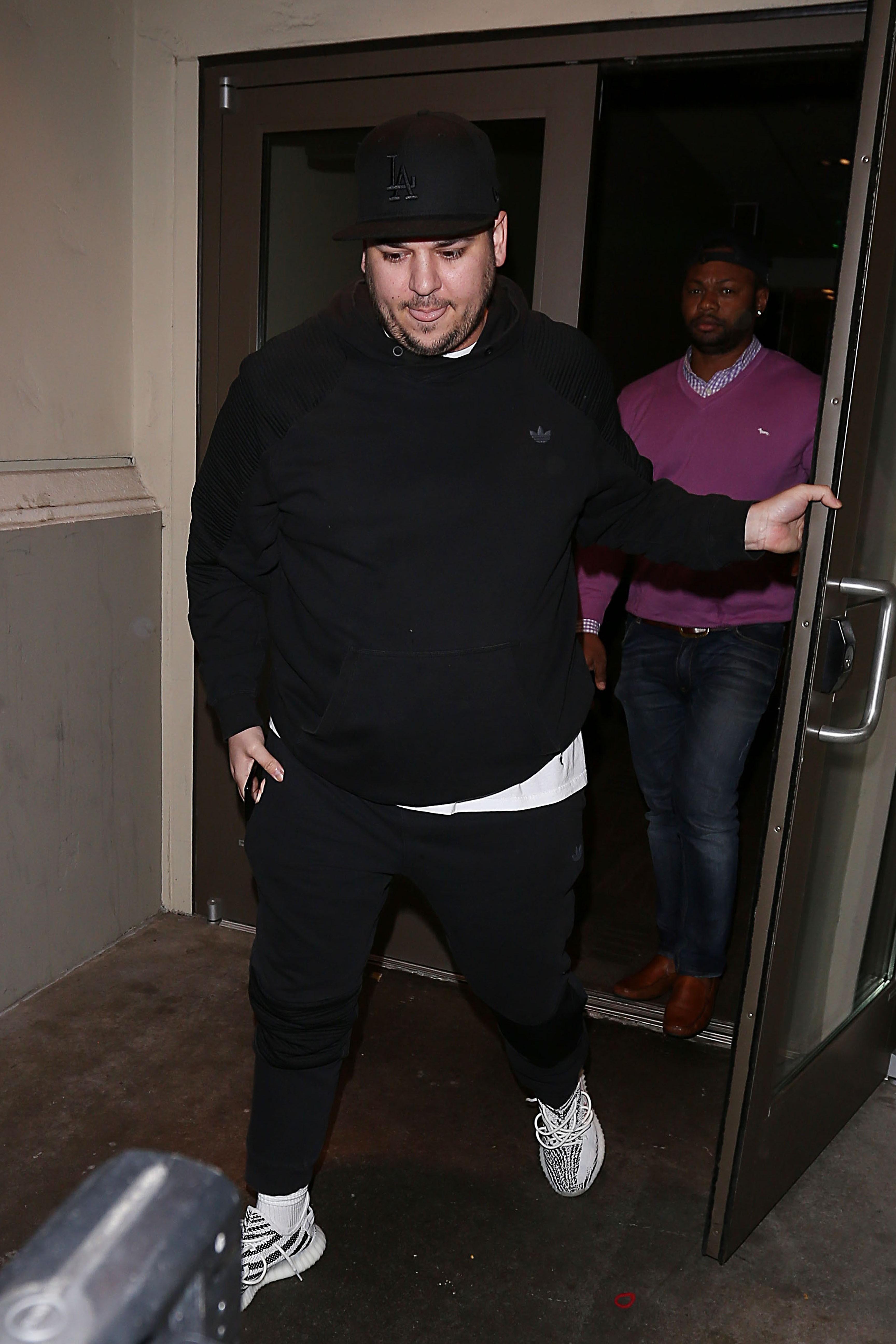 Rob Kardashian leaves a family movie night at Cinepolis