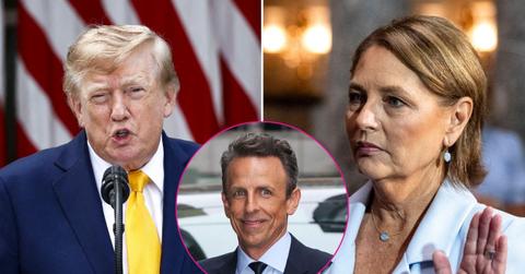 Composite photo of Donald Trump, Darline Graham and Seth Meyers.