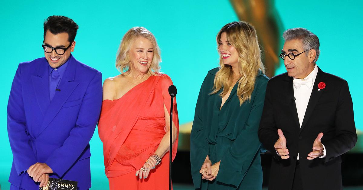 schitts creek cast reunite emmys dan levy eugene levy catherine ohara annie murphy