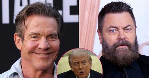 Composite photo of Dennis Quaid, Donald Trump and Nick Offerman