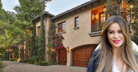 Sofia Vergara home, Inset Smiling Sofia Vergara, Inside Sofía Vergara's Splashy Beverly Hills Villa: Photos