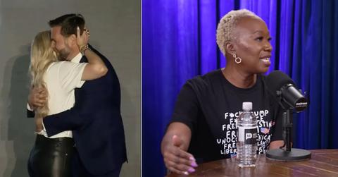 Photo of Erika Kirk hugging J.D. Vance and photo of Joy Reid