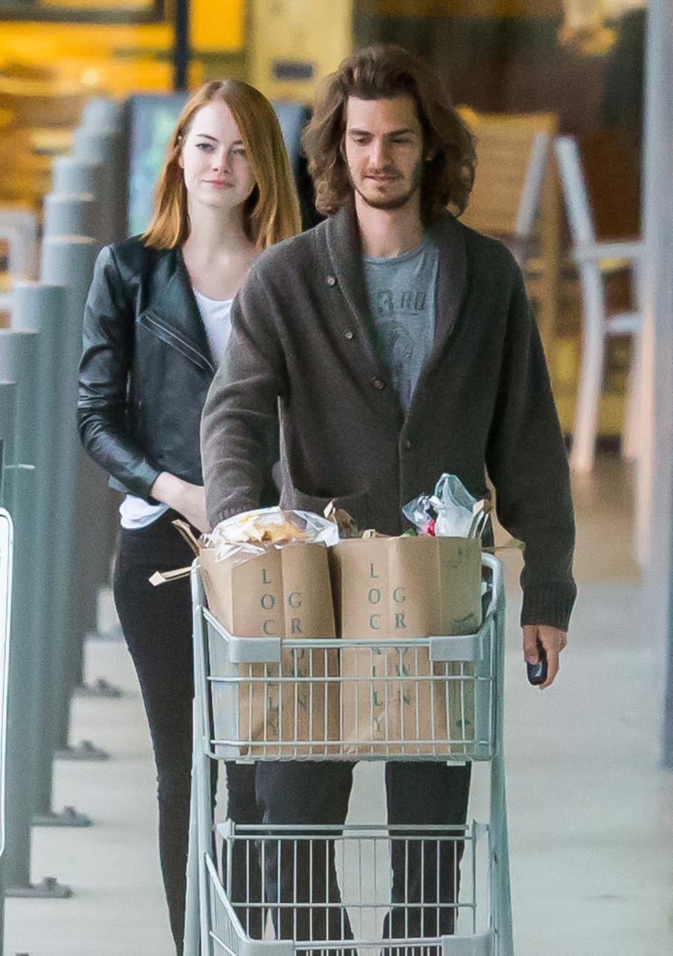 EXCLUSIVE: Emma Stone and Andrew Garfield seen grocery shopping in Los Angeles, California