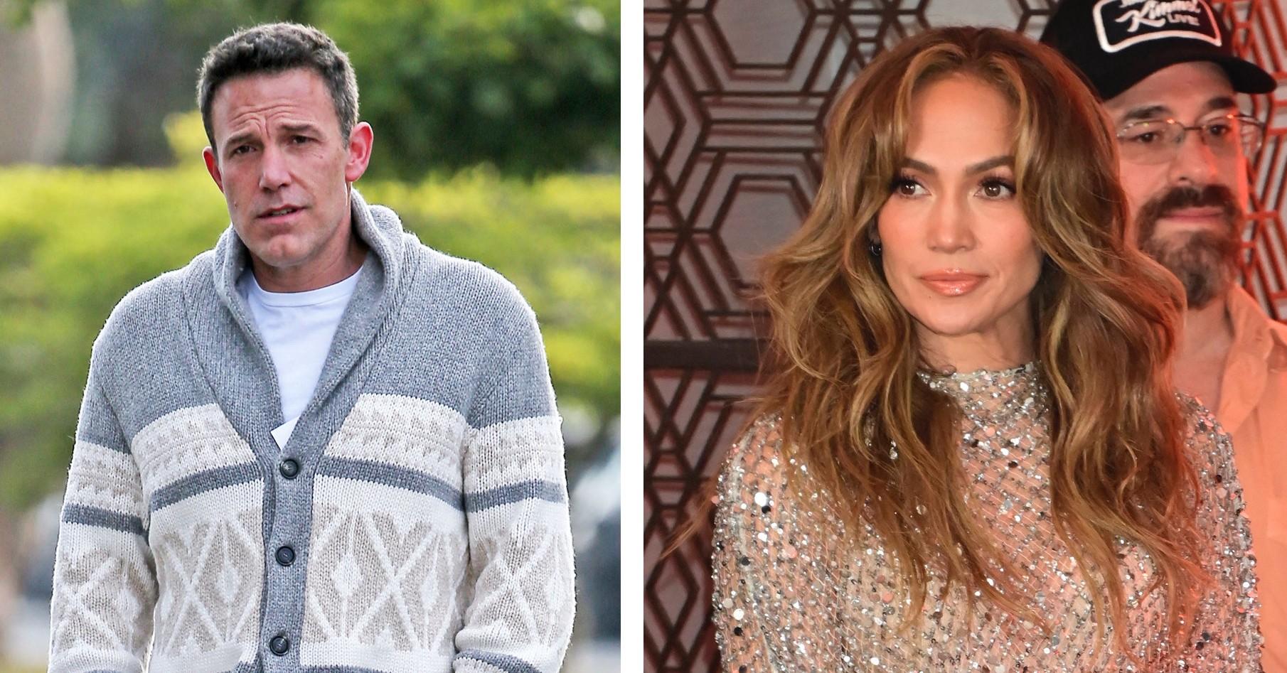 Composite photo of Ben Affleck and Jennifer Lopez. 