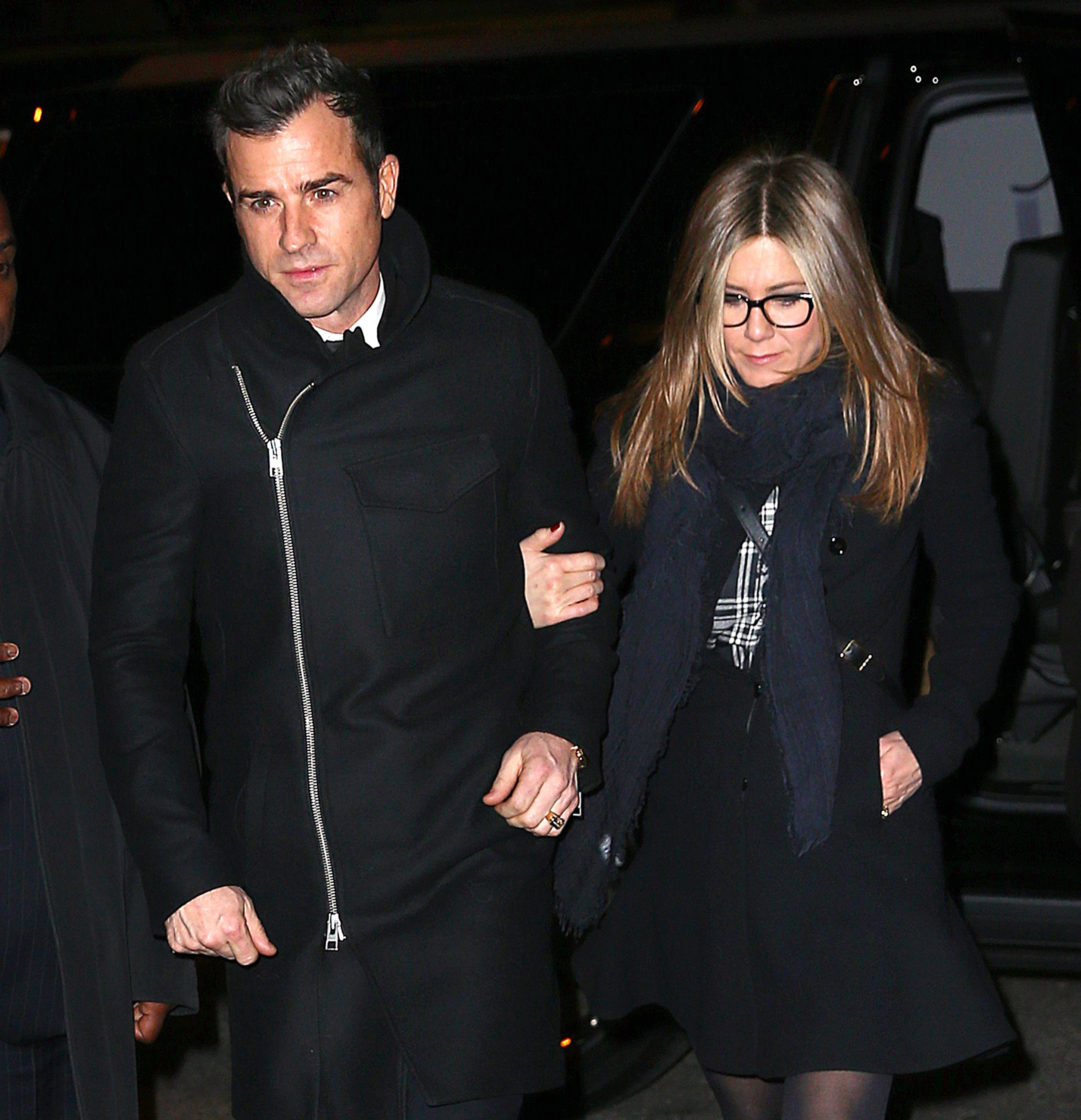 Jennifer Aniston and Justin Theroux depart &#8216; Jimmy&#8217; in NYC