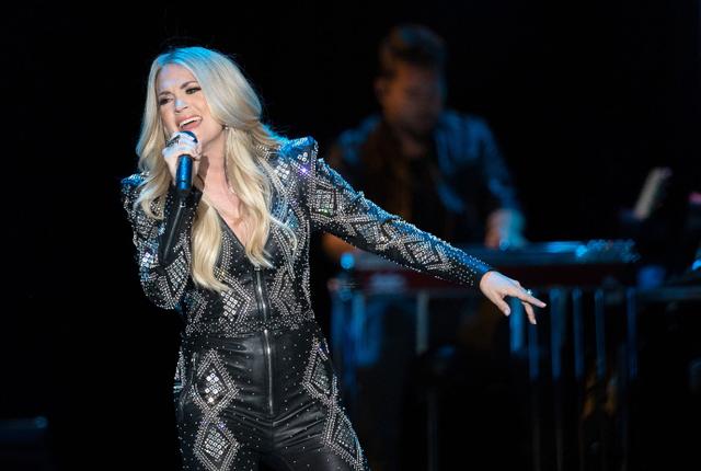 Carrie Underwood Rocks Blinged Out Leather Jumpsuit At SSE Arena