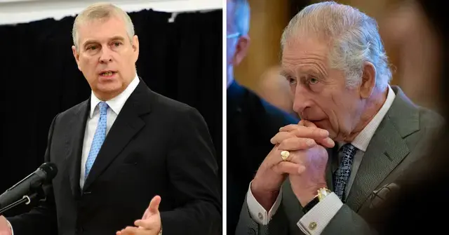 Split photo of Prince Andrew and King Charles