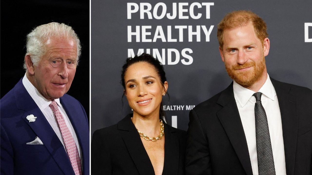 Photo of King Charles, Meghan Markle and Prince Harry.