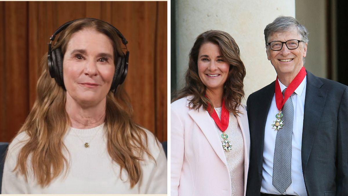split photo of melinda gates and melinda and bill gates