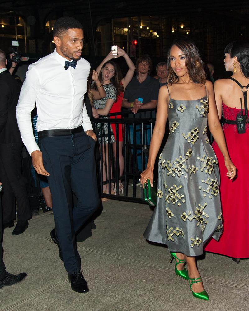 Kerry Washington and Nnamdi Asomugha arriving at the Standard Hotel Met Gala After party in Soho, New York City