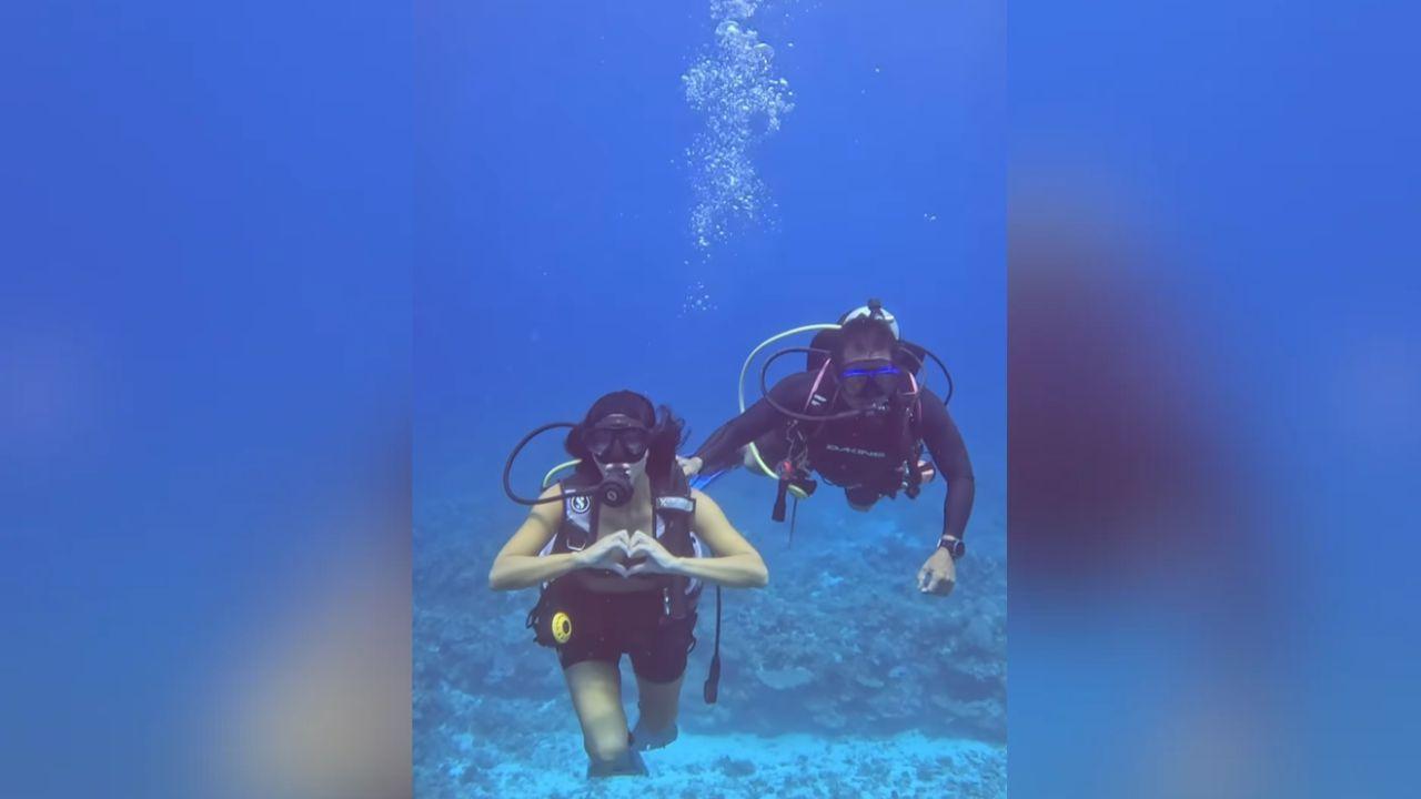 image of The businesswoman praised the colorful sunsets and amused her costars by sharing that she had seen Nemo during her underwater adventures.