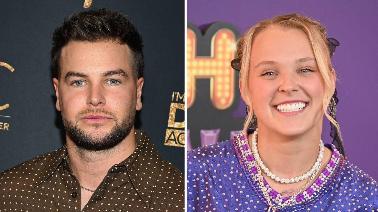 split photo of Chris Hughes and JoJo Siwa