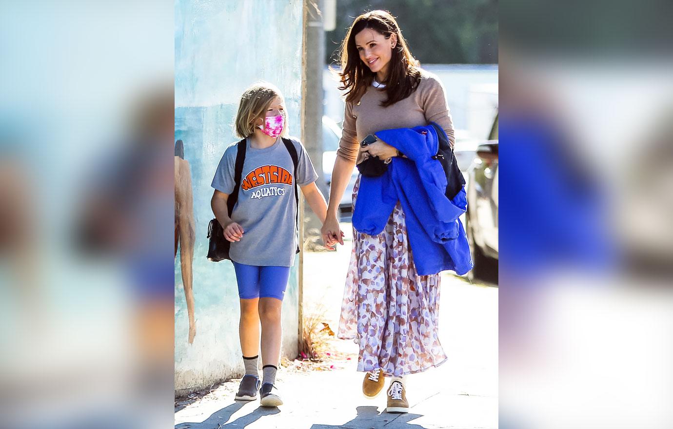 jennifer garner floral skirt los angeles mom duty with son samuel