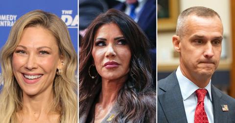 Composite photo of Desi Lydic, Kristi Noem and Corey Lewandowski.