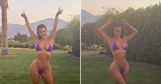 kim kardashian tiny purple bikini palm springs ok