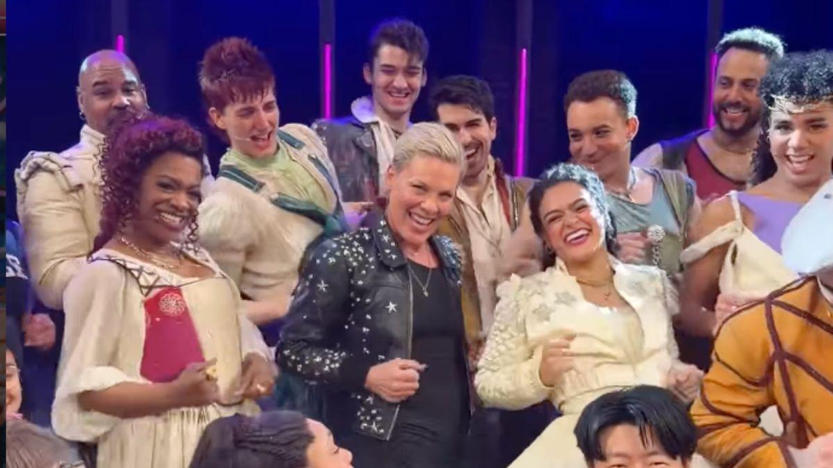 Image of Pink and her family attended '& Juliet' on Broadway over the weekend.