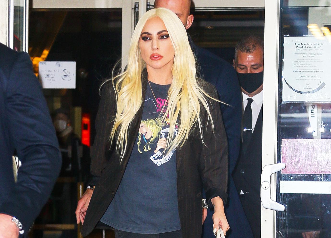 lady gaga looks stuns in casual chic look house of gucci screening nyc photos