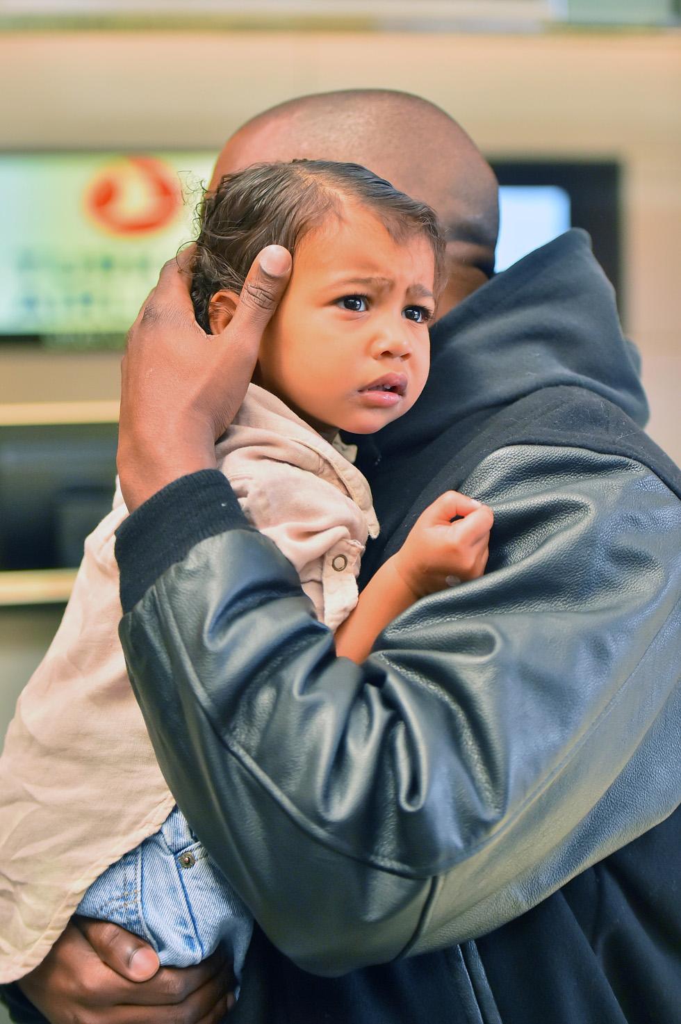 Kim Kardashian, Kanye West, North West and Khloe Kardashian depart at LAX