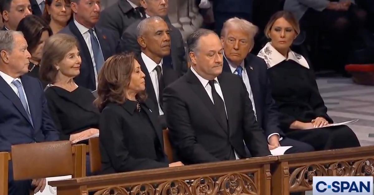 kamala harris furious barack obama laughs donald trump jimmy carter funeral