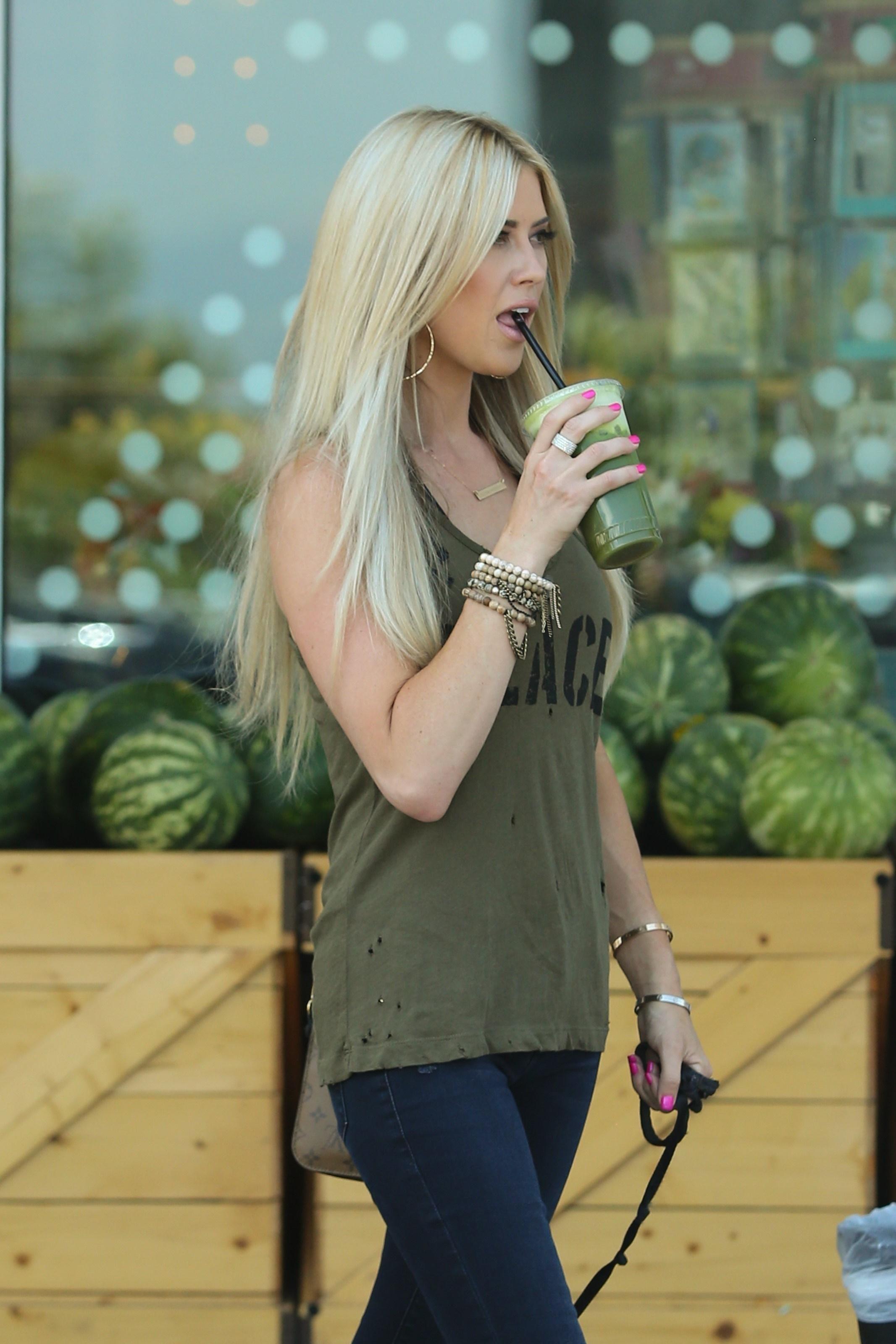 *EXCLUSIVE* Christina El Moussa grabs a green juice at Whole Foods with Cash