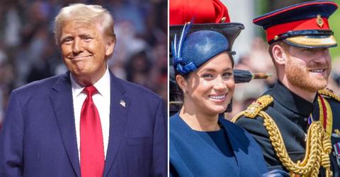 Composite photo of Donald Trump, Meghan Markle and Prince Harry.
