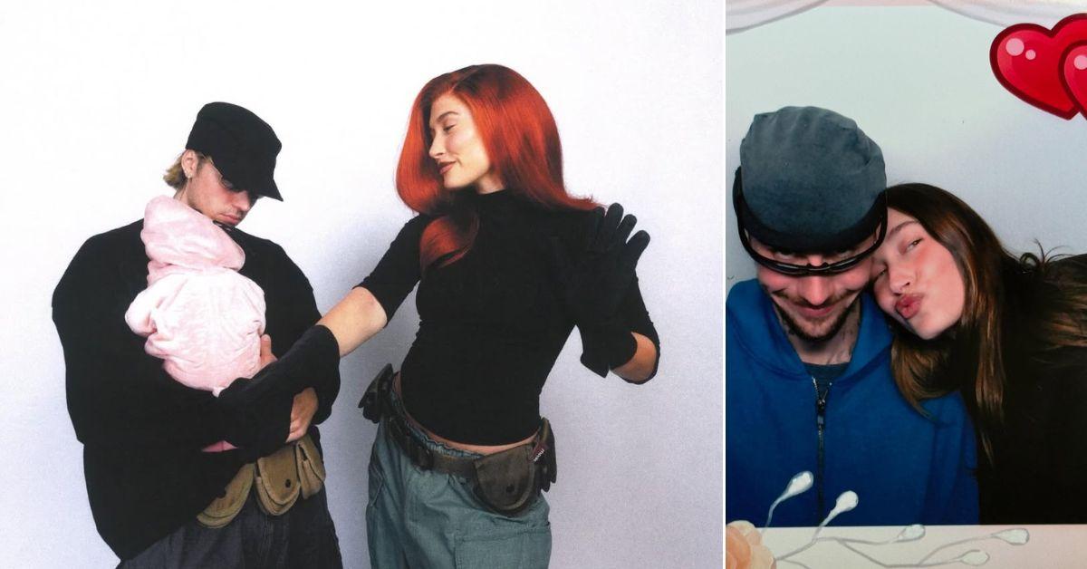 Photos of Hailey Bieber, Justin Bieber and Jack Blues.