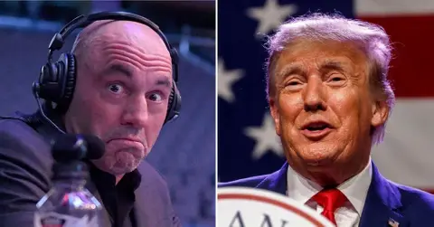 Composite photo of Joe Rogan and Donald Trump
